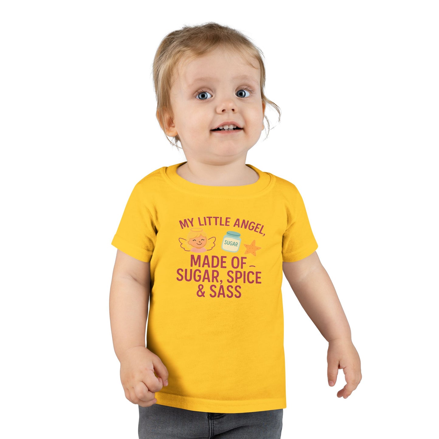 Toddler T-Shirt - My Little Angel - Made of Sugar, Spice & Sass - Cute Gift for Birthday, Baby Shower, Toddler Playdates, Everyday Wear