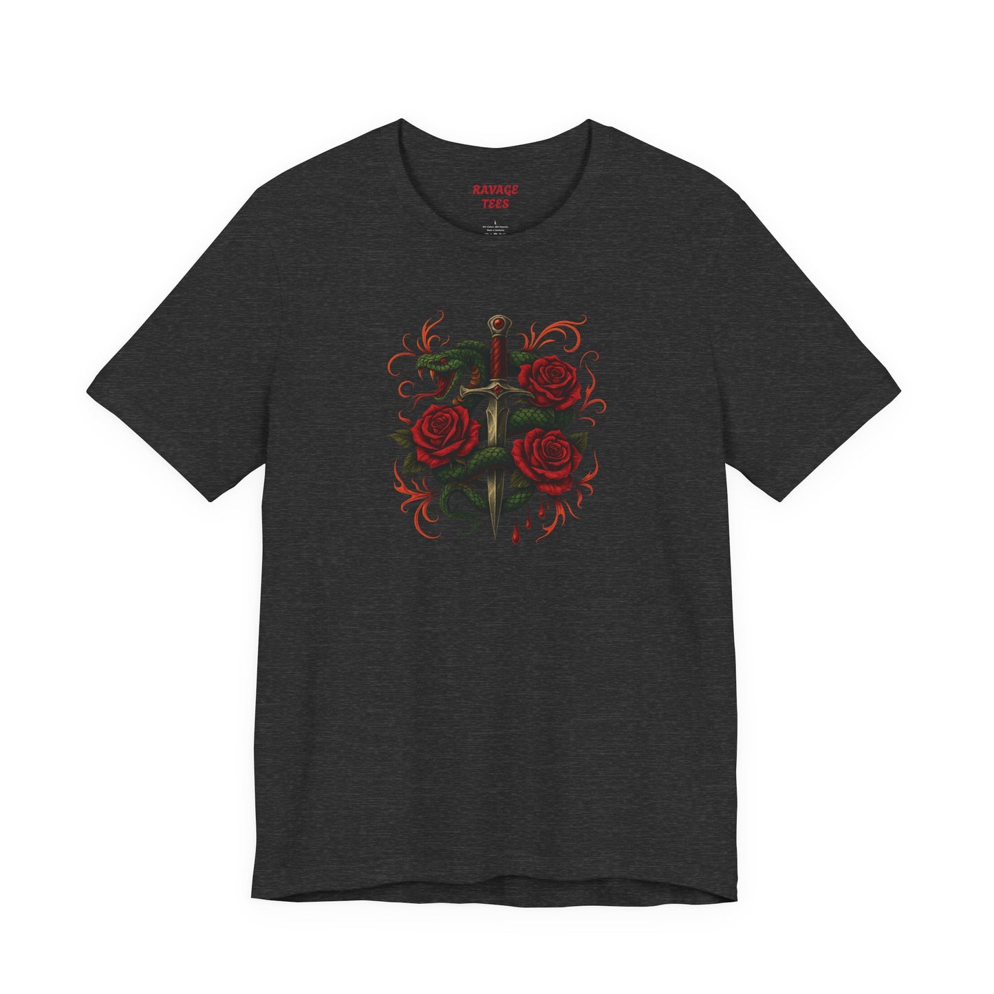 Edgy Rose Design Tee, Casual Wear, Gift for Music Lovers, Streetwear, Graphic Shirt, Vintage Style