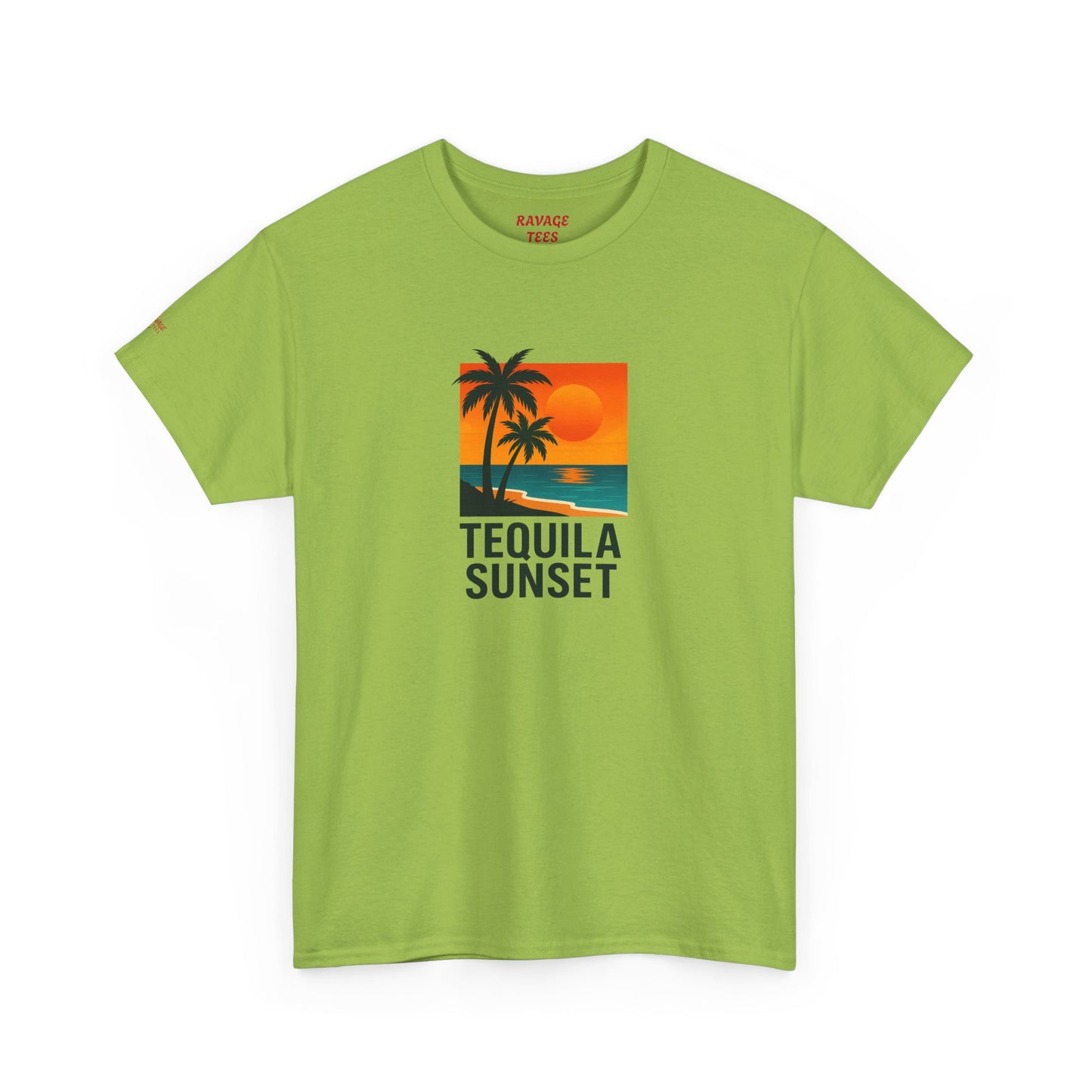 Tequila Sunset Unisex Heavy Cotton Tee | Beachwear, Vacation Shirt, Tropical Vibes