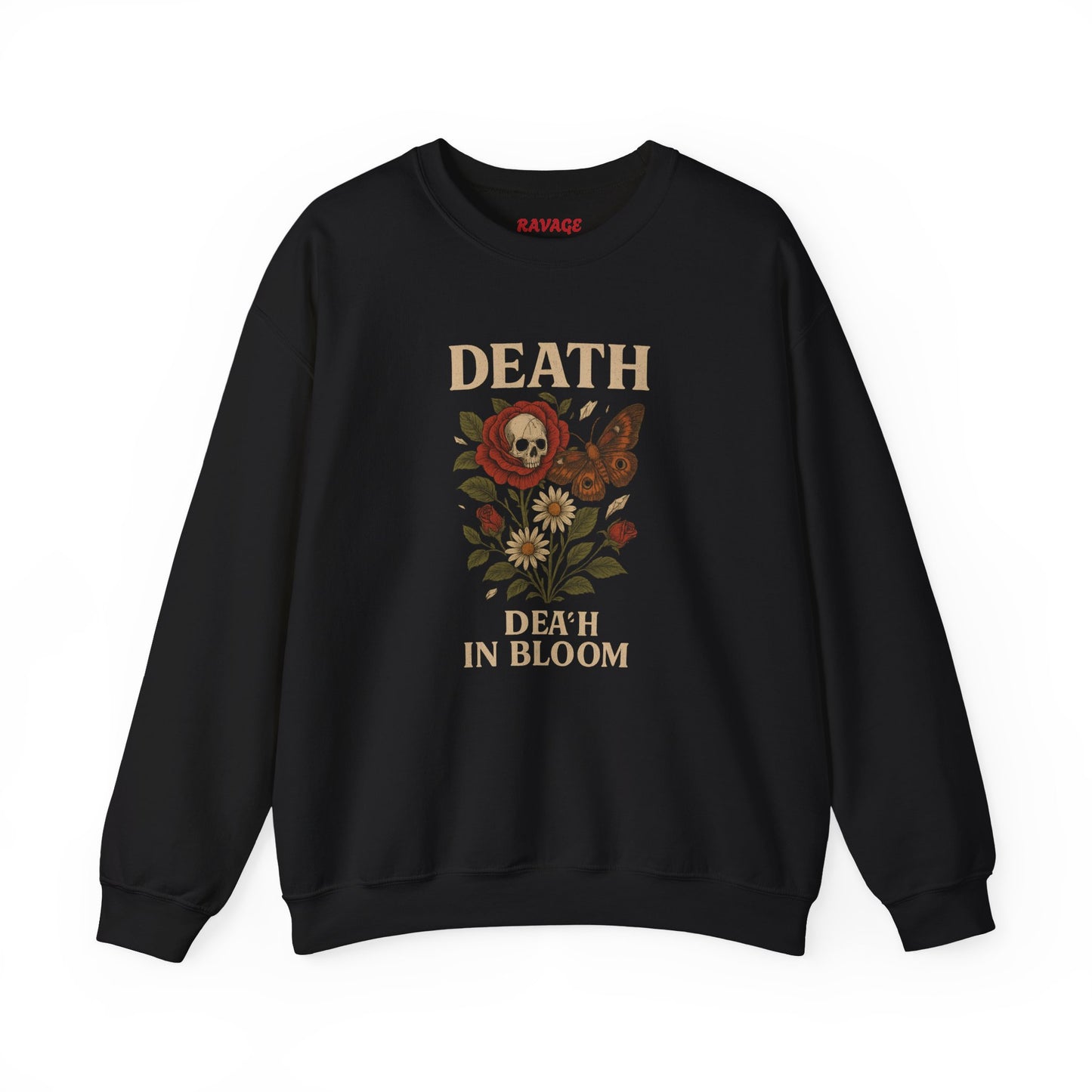 DEATH IN BLOOM Unisex Crewneck Sweatshirt – Heavy Blend Pullover for Casual Wear | Cozy Streetwear Gift for Her, Feminist Fashion Statement