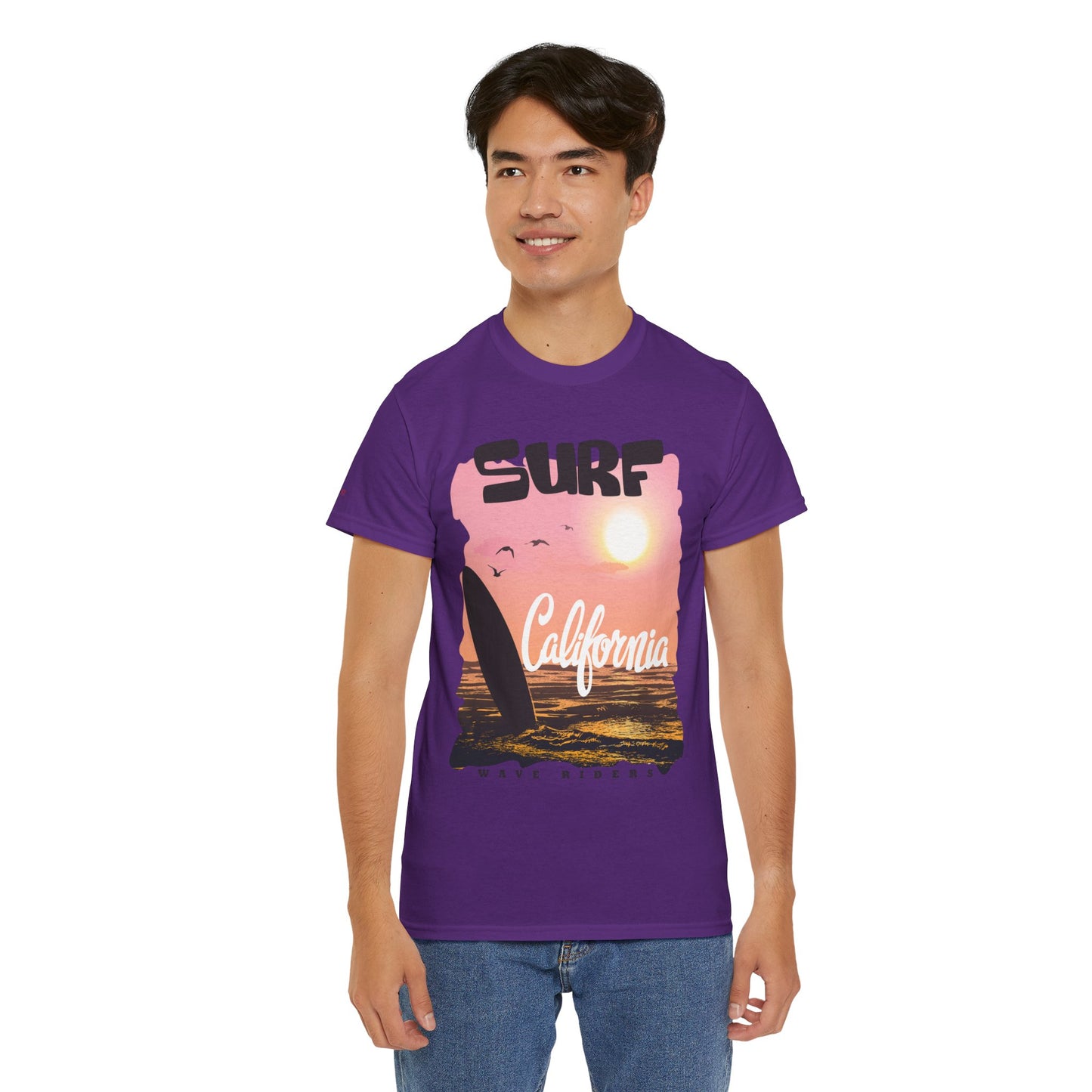 Surf California Suns Unisex Heavy Cotton Teet T-Shirt | Wave Riders Graphic Tee | Ravage Tees Beach & Surf Collection