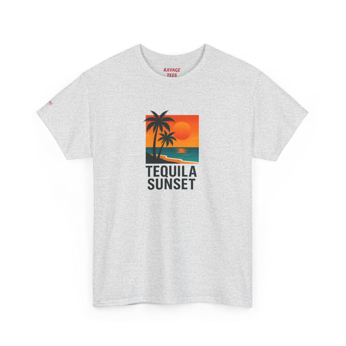 Tequila Sunset Unisex Heavy Cotton Tee | Beachwear, Vacation Shirt, Tropical Vibes