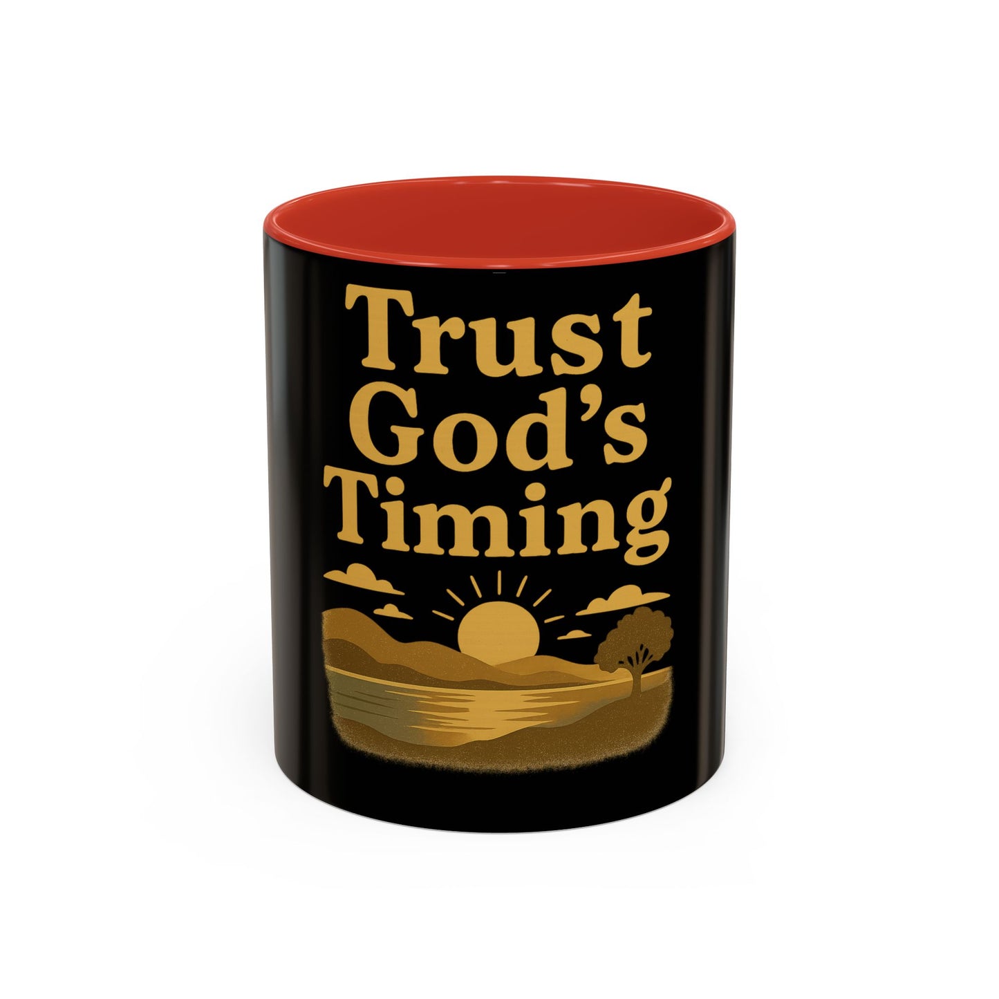 Trust God's Timing Christian Coffee Mug – Inspirational Accent Cup (11oz & 15oz), Faith-Based Gift for Coffee & Tea Lovers