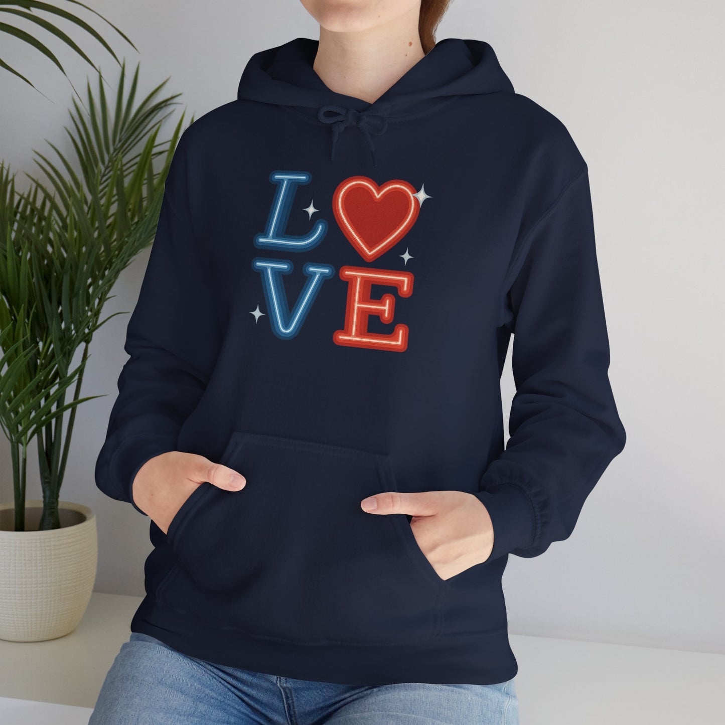 Unisex Hooded Sweatshirt with 'LOVE' Design - Cozy Gift for Friends, Valentine's Day, Casual Wear, Relaxation, Everyday Use