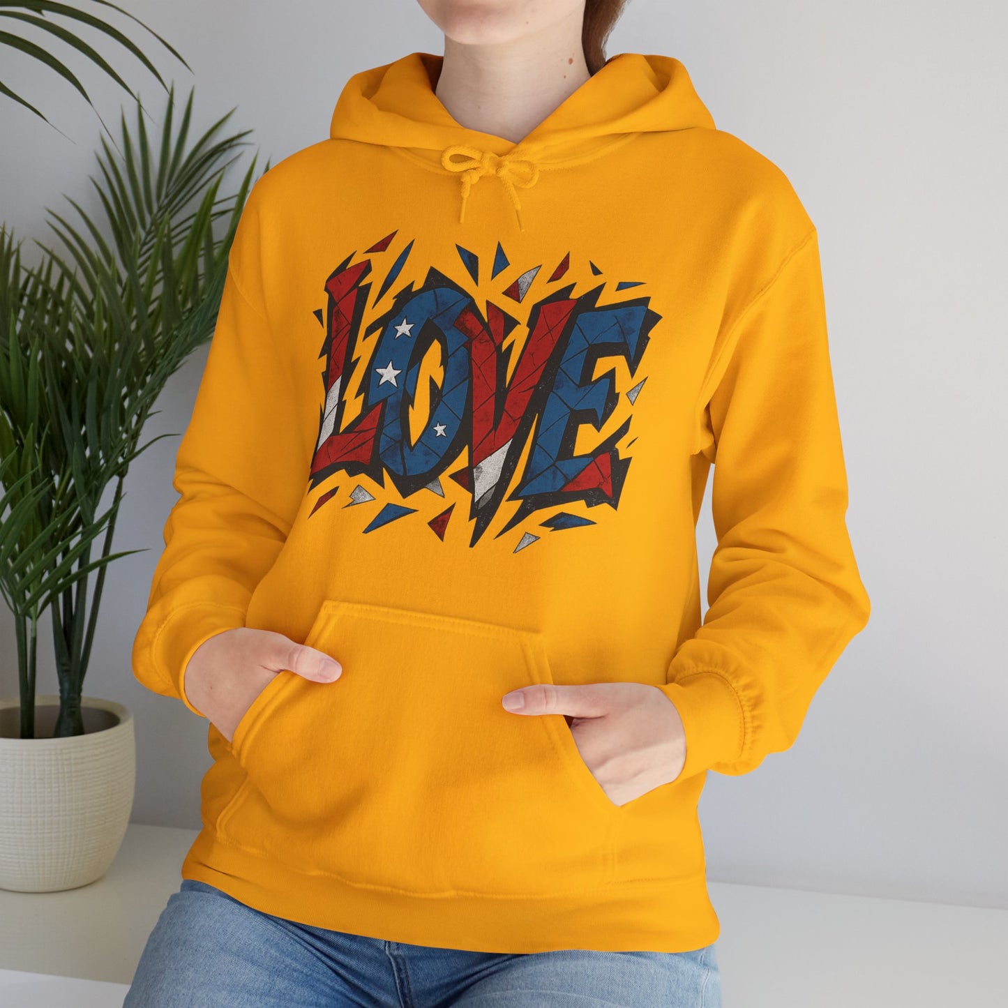 Unisex Hooded Sweatshirt with 'LOVE' Design - Cozy Gift for Friends, Valentine's Day, Casual Wear, Relaxation, Everyday Use