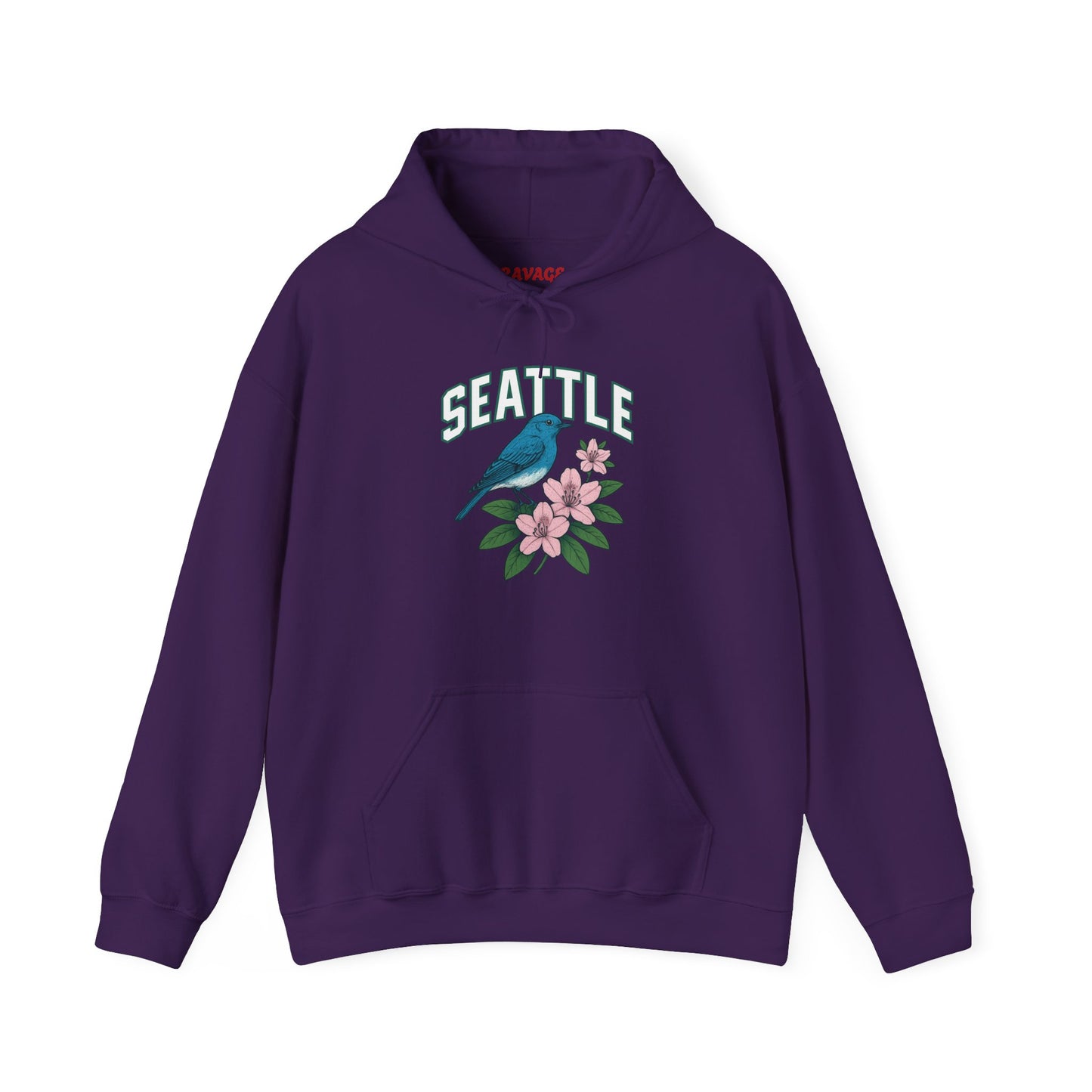 Seattle Bird & Floral Unisex Hoodie, Cozy Sweatshirt, Gift for Nature Lovers, Casual Wear, Travel Souvenir, Relaxed Style
