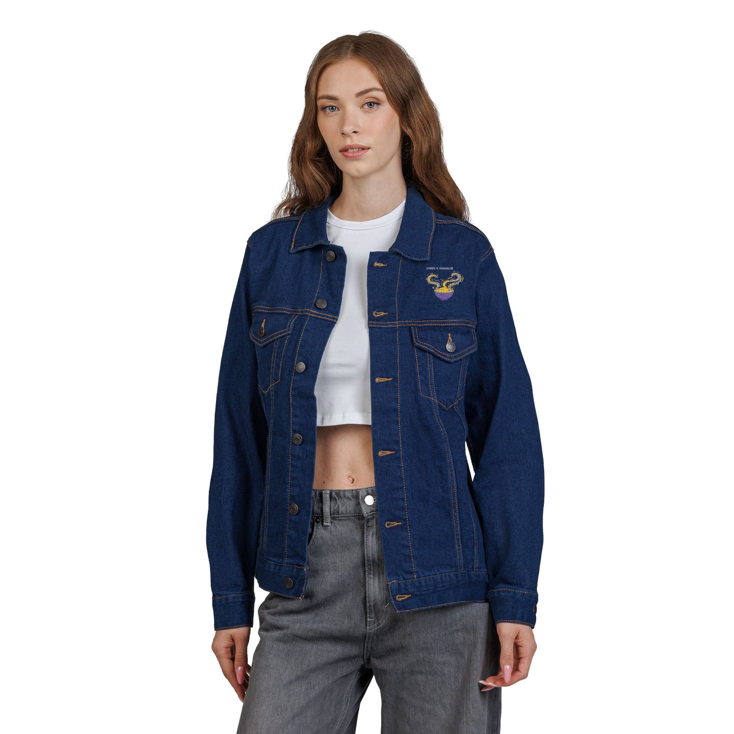 Embroidered Vibes & Noodles Unisex Denim Jacket by Ravage Tees | Premium Streetwear Fashion