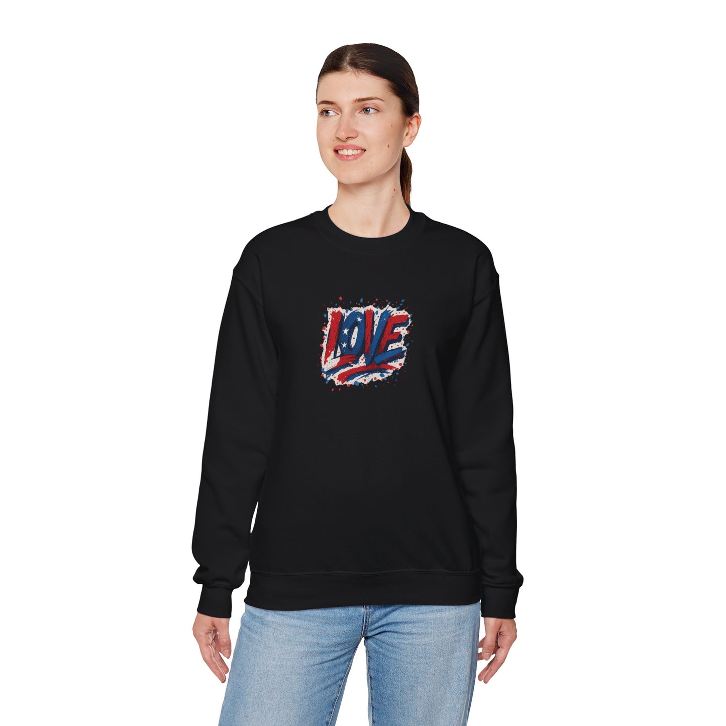 Patriotic Love Sweatshirt | Unisex Crewneck, Cozy Top for Celebrations, Gifts, Independence Day, Casual Style, Everyday Comfort