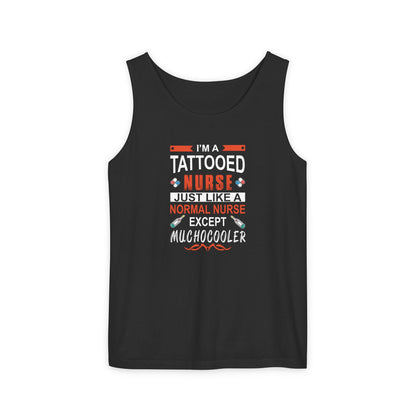 Tattooed Nurse Garment-Dyed Tank Top, Gift for Nurses, Casual Summer Wear