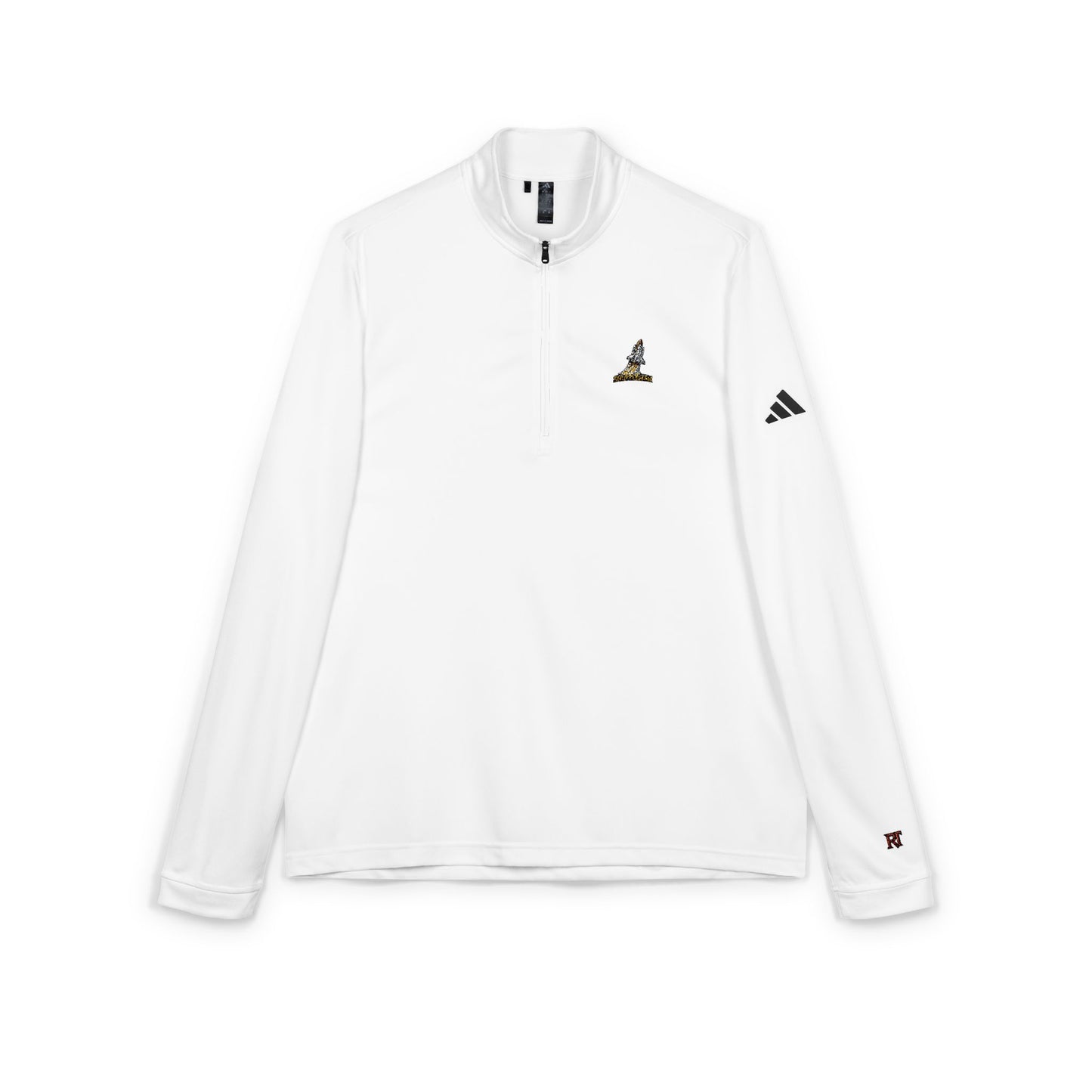 Embroidered Quarter‑Zip Pullover — White adidas® Performance Top