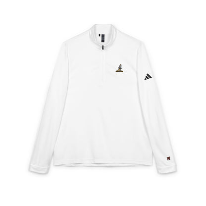 Embroidered Quarter‑Zip Pullover — White adidas® Performance Top
