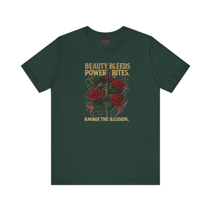 "Beauty Bleeds" Tee: Dark Aesthetic Unisex Graphic T-Shirt