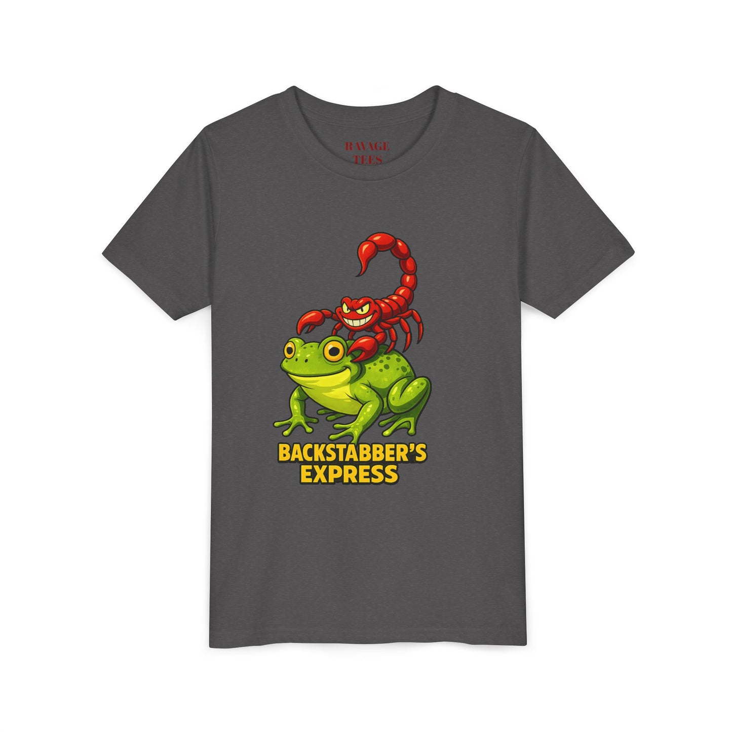 Youth Tee - "Backstabber's Express" Frog & Scorpion Graphic