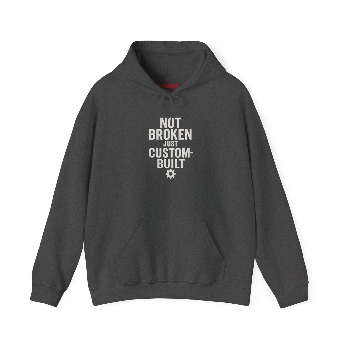 Not Broken Just Custom-Built | Unisex Graphic Hoodie – Garage Edition