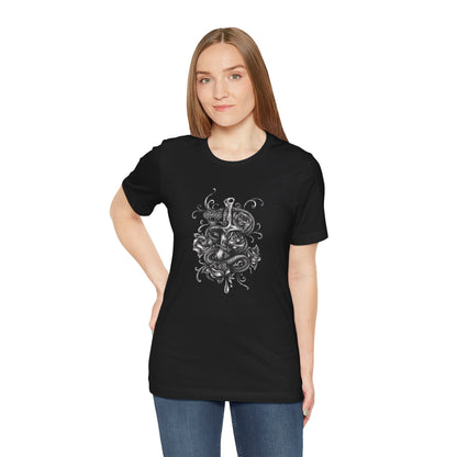 Snake & Dagger Tee: Edgy Unisex Tattoo-Style Graphic Shirt