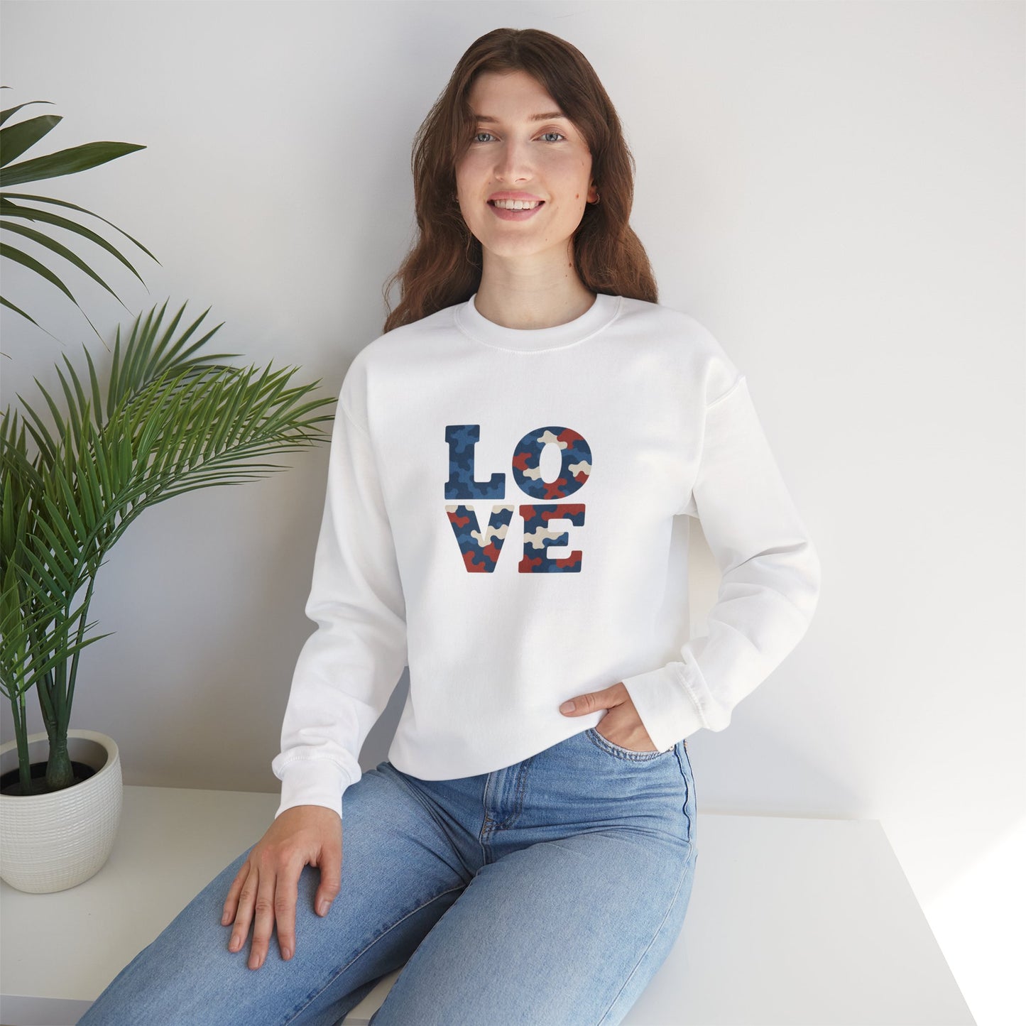 Patriotic Love Sweatshirt | Unisex Crewneck, Cozy Top for Celebrations, Gifts, Independence Day, Casual Style, Everyday Comfort