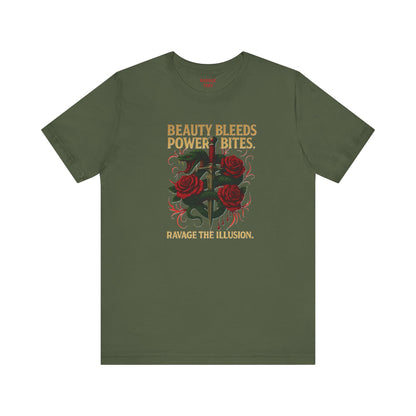 "Beauty Bleeds" Tee: Dark Aesthetic Unisex Graphic T-Shirt