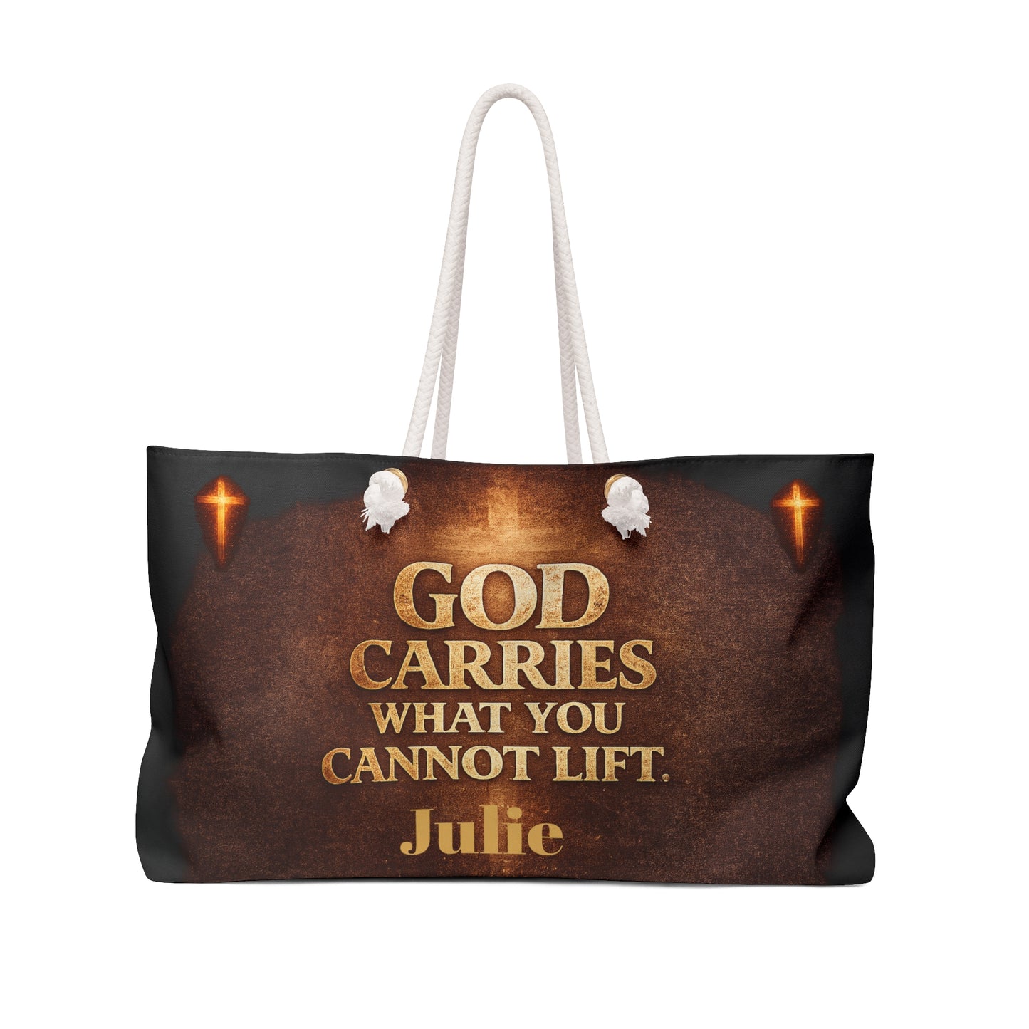 God Carries What You Cannot Lift Weekender Bag — Inspirational Christian Travel Tote