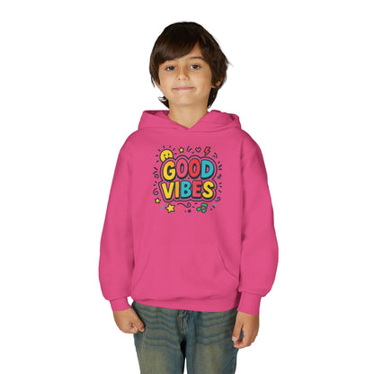 Kids Good Vibes Hoodie – Fun Graphic Sweatshirt with Positive Message, Cozy Casual Outfit, Birthday Gift for Children