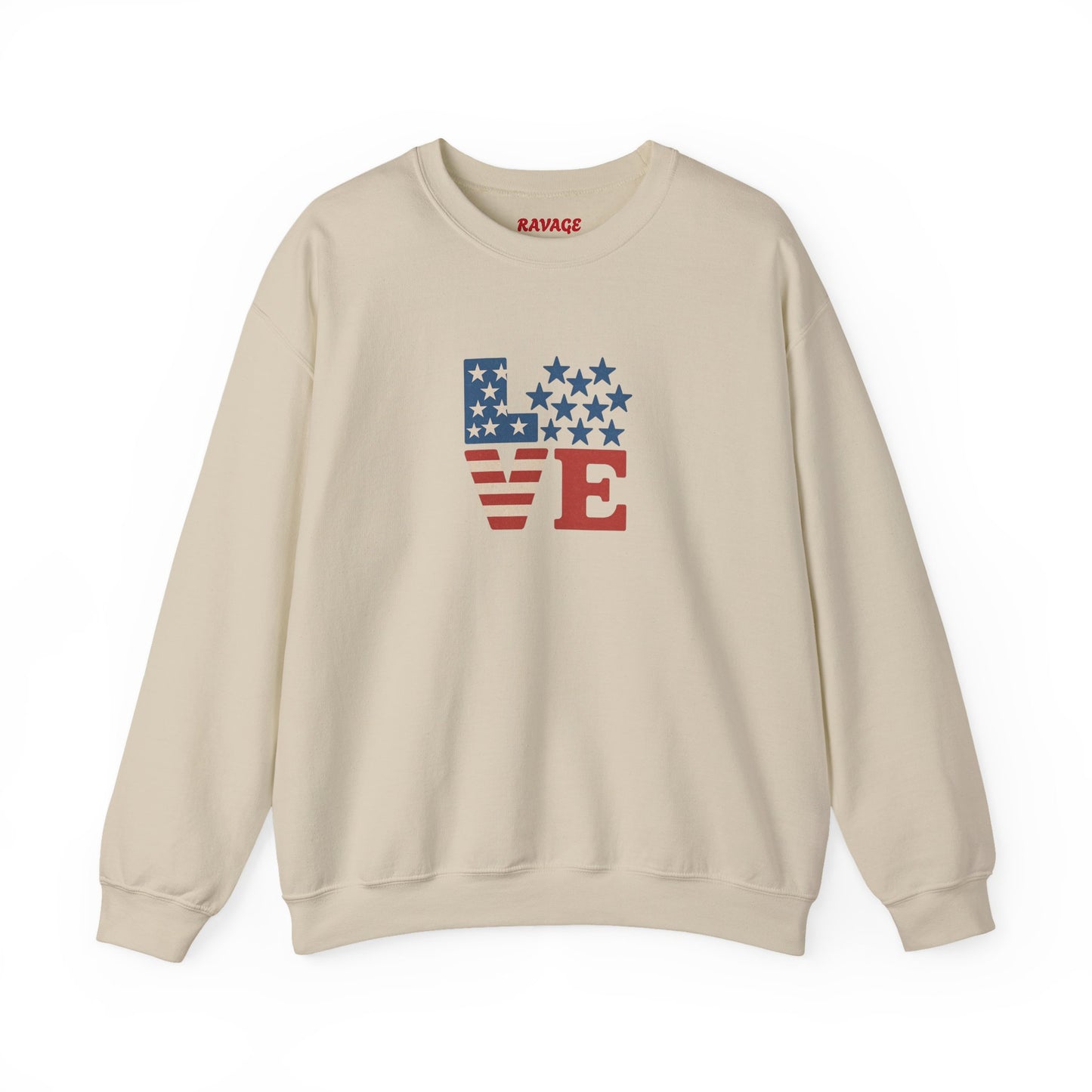 Patriotic Love Sweatshirt | Unisex Crewneck, Cozy Top for Celebrations, Gifts, Independence Day, Casual Style, Everyday Comfort