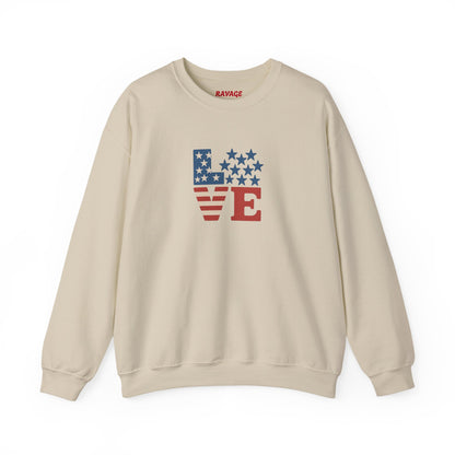 Patriotic Love Sweatshirt | Unisex Crewneck, Cozy Top for Celebrations, Gifts, Independence Day, Casual Style, Everyday Comfort
