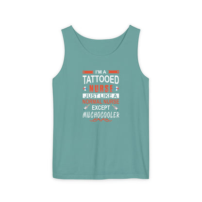 Tattooed Nurse Garment-Dyed Tank Top, Gift for Nurses, Casual Summer Wear