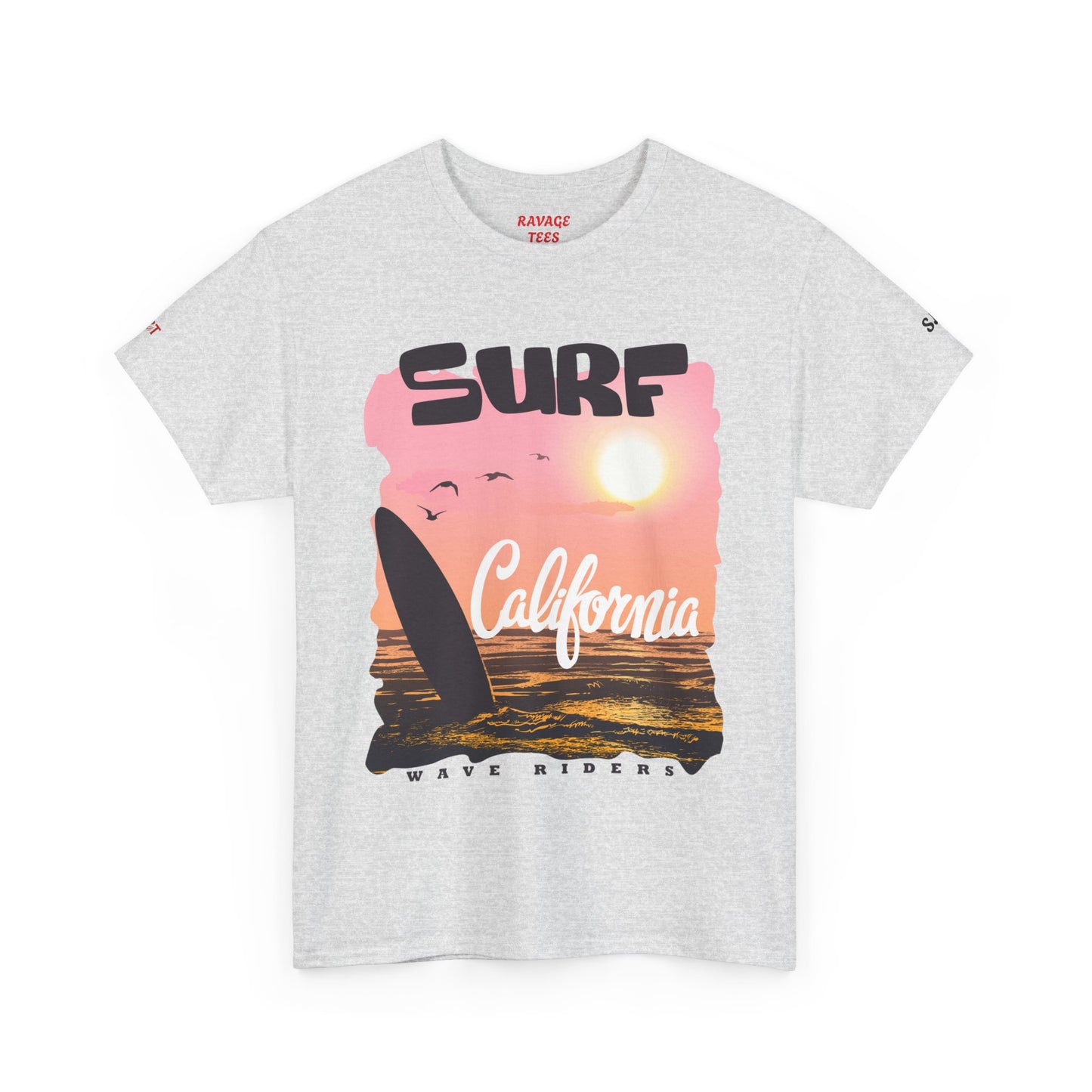 California Surf Unisex Heavy Cotton Tee, Summer Vibes T-Shirt, Beach Life Shirt, Surfing Gift, Vacation Wear, Casual Apparel