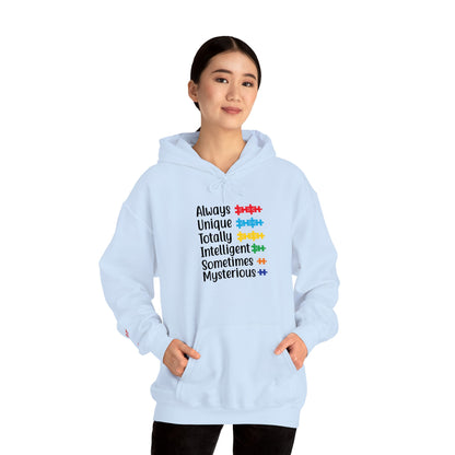 Autism Puzzle Piece Hoodie – Always Unique Design | Inclusive Unisex T-Shirt | Awareness Apparel