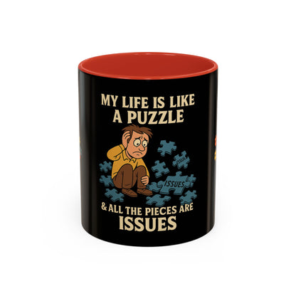 Puzzle-Themed Coffee Mug – "My Life Is Like A Puzzle" – Funny Gift for Coffee Lovers, Tea Drinkers