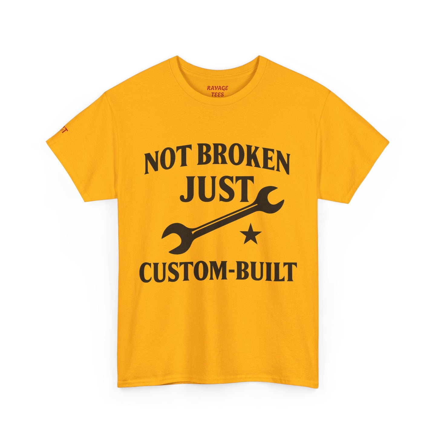 Not Broken Just Custom-Built Unisex Tee – Funny Mechanic T-Shirt, DIY Enthusiast Gift, Casual Workwear Shirt