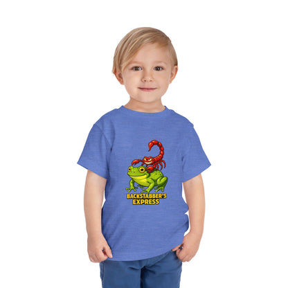 Toddler Tee — 'Backstabber's Express' Scorpion & Frog Funny Kids Shirt