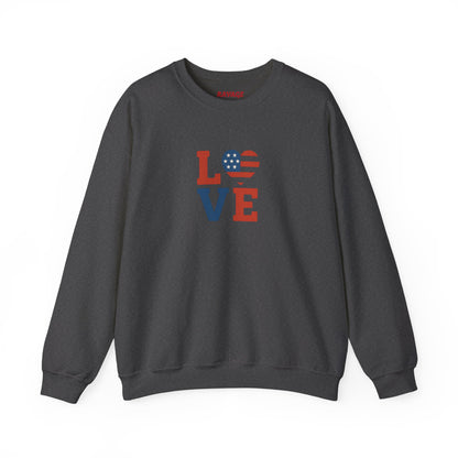 Patriotic Love Sweatshirt | Unisex Crewneck, Cozy Top for Celebrations, Gifts, Independence Day, Casual Style, Everyday Comfort