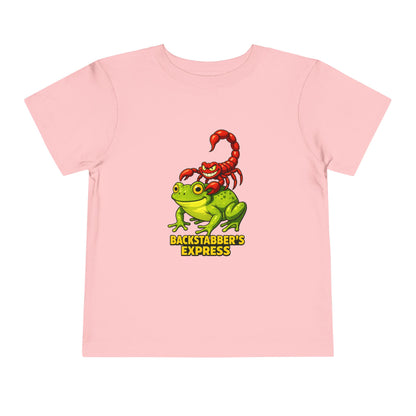 Toddler Tee — 'Backstabber's Express' Scorpion & Frog Funny Kids Shirt