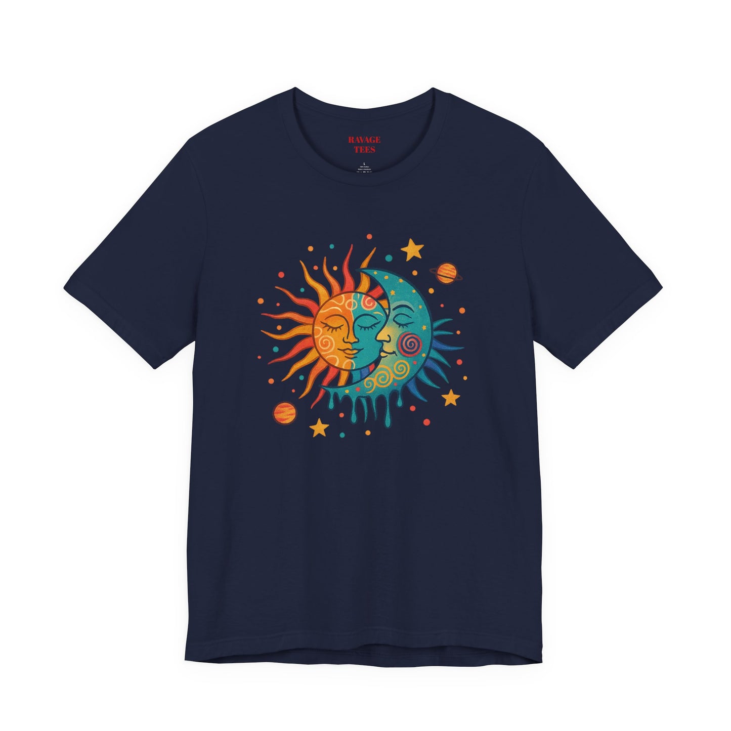 Sun & Moon Boho Graphic Tee — Celestial Retro Sunface T-Shirt