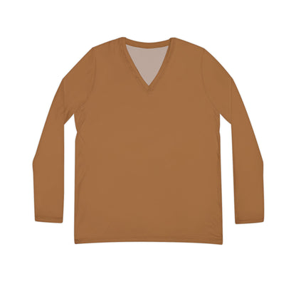 Caramel V-Neck Shirt | Women’s Long Sleeve Casual Top