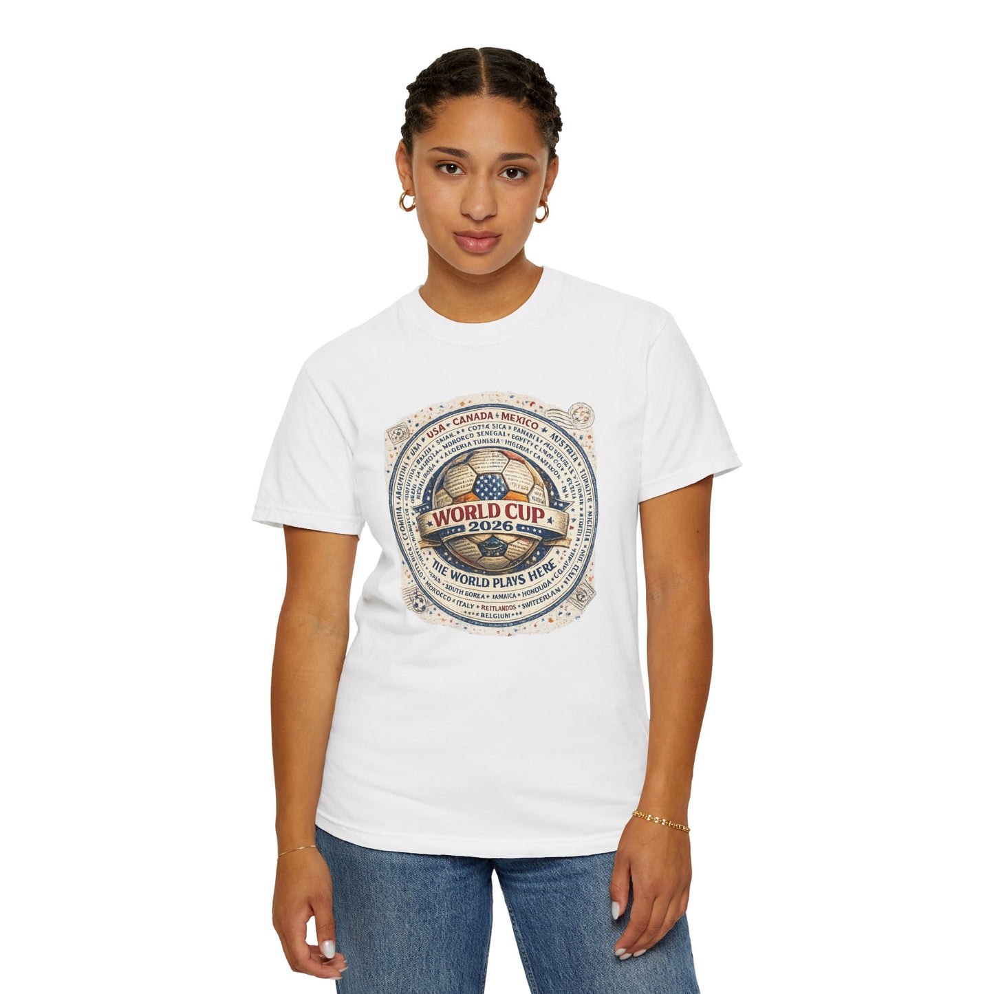 World Cup 2026 Vintage Soccer T-Shirt — USA Canada Mexico Tournament Tee
