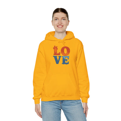 Unisex Hooded Sweatshirt with 'LOVE' Design - Cozy Gift for Friends, Valentine's Day, Casual Wear, Relaxation, Everyday Use