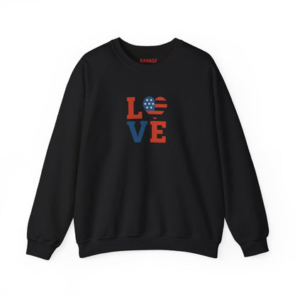 Patriotic Love Sweatshirt | Unisex Crewneck, Cozy Top for Celebrations, Gifts, Independence Day, Casual Style, Everyday Comfort