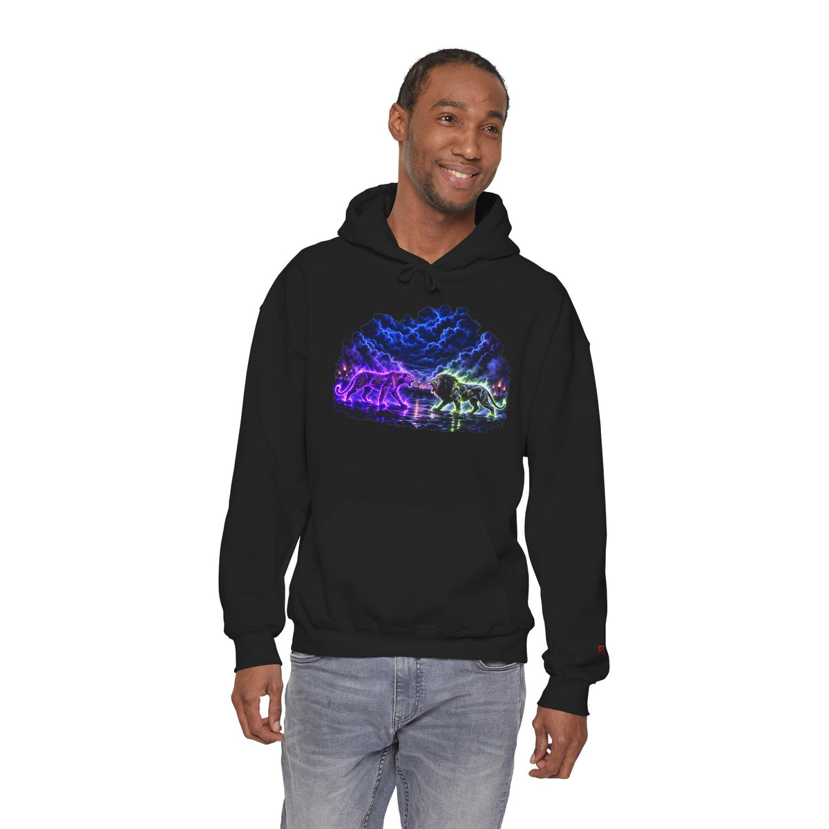Neon Nebula Predator Clash Graphic Graphic Hoodie