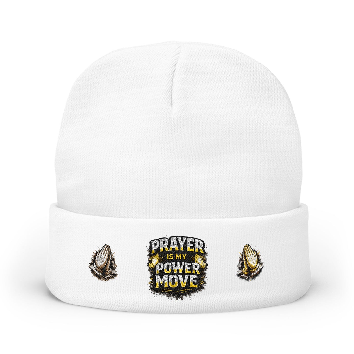 Prayer Is My Power Move Beanie — Knit Embroidered Winter Hat