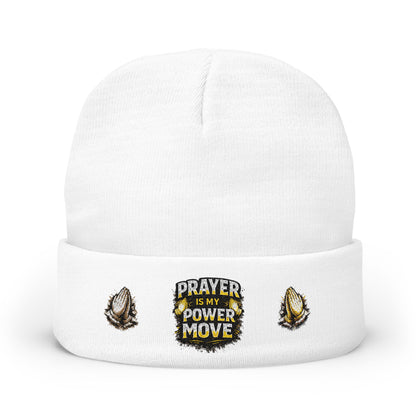 Prayer Is My Power Move Beanie — Knit Embroidered Winter Hat