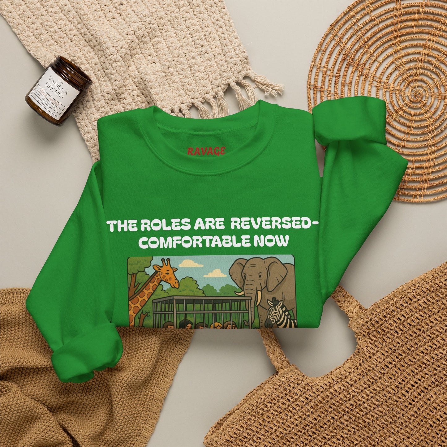 Reversal of Roles-Fun Animal Crewneck Sweatshirt, Unisex Sweatshirt