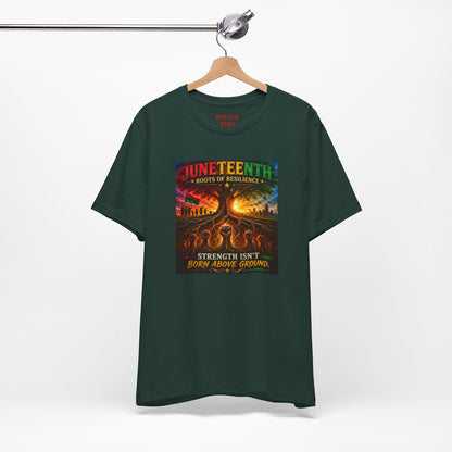 Juneteenth Roots of Resilience Tee — "Strength Isn't Born Above Ground"