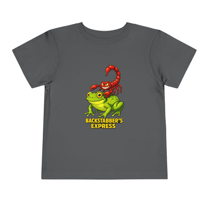 Toddler Tee — 'Backstabber's Express' Scorpion & Frog Funny Kids Shirt
