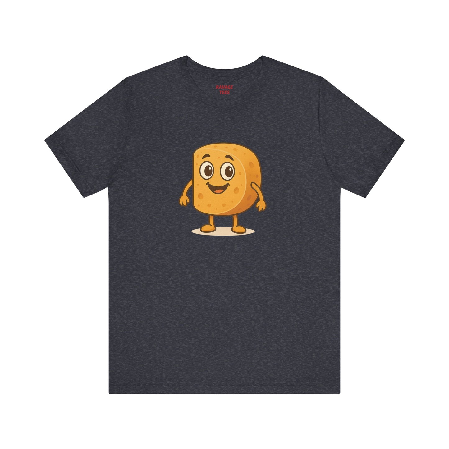 Happy Cheesy Square Character T-Shirt | Cute Cartoon Cheese Tee