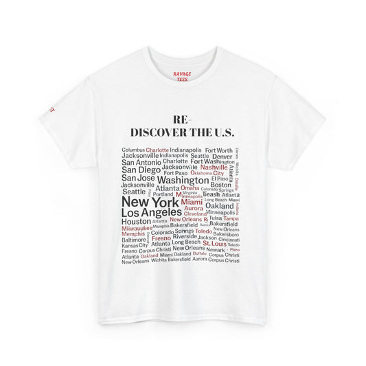 Re-Discover the U.S. Unisex Exploratory Travel T-Shirt, Adventure Tee, USA Discovery Shirt