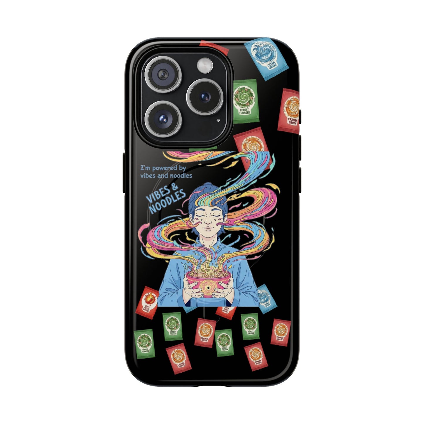Noodle Lover Phone Case: Vibrant Cute Foodie Magnetic Anime Style
