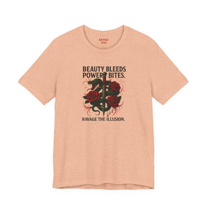 "Beauty Bleeds" Tee: Dark Aesthetic Unisex Graphic T-Shirt