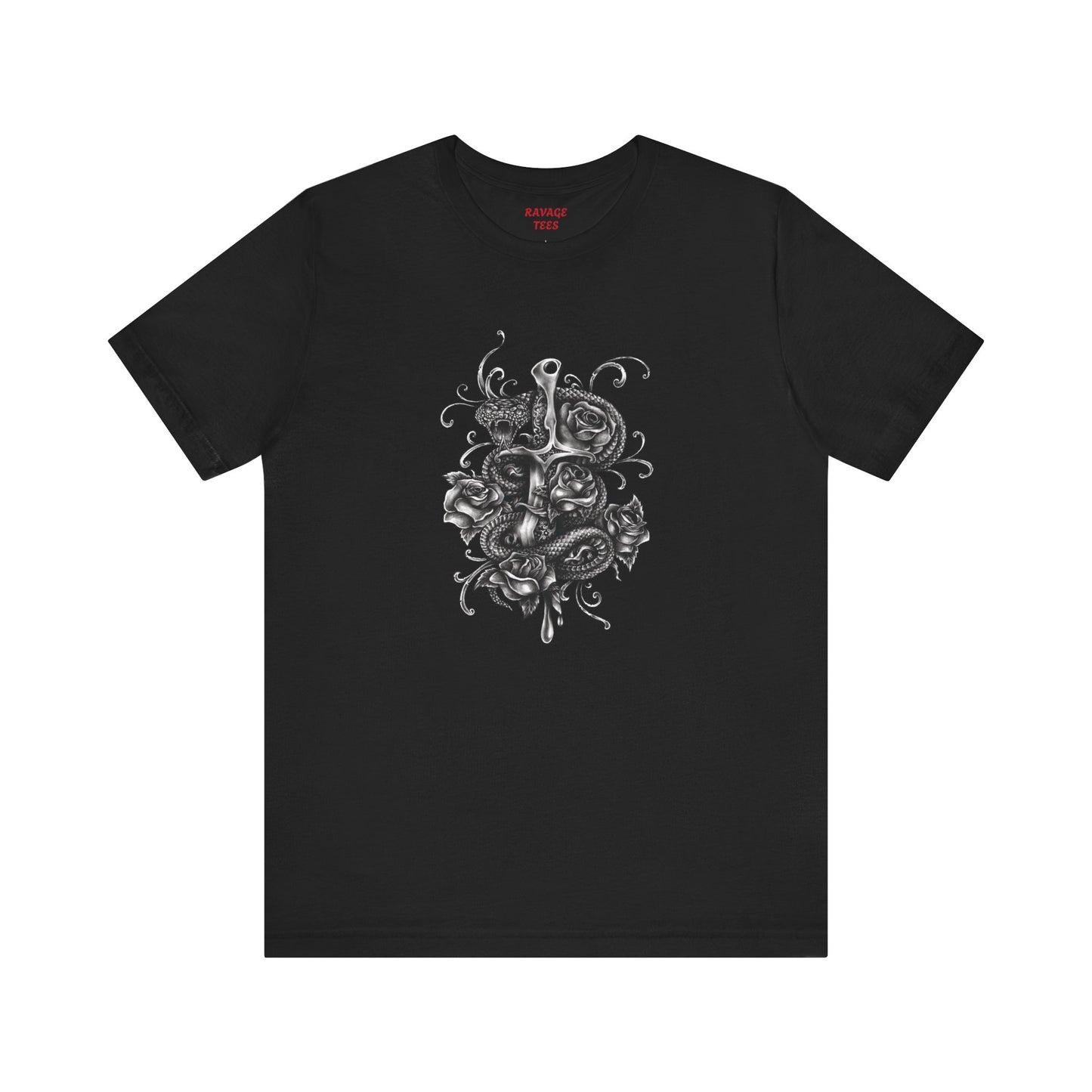 Snake & Dagger Tee: Edgy Unisex Tattoo-Style Graphic Shirt