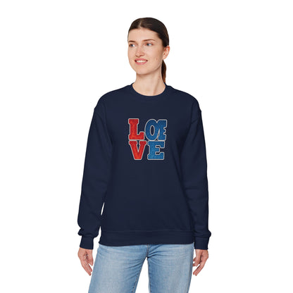 Patriotic Love Sweatshirt | Unisex Crewneck, Cozy Top for Celebrations, Gifts, Independence Day, Casual Style, Everyday Comfort